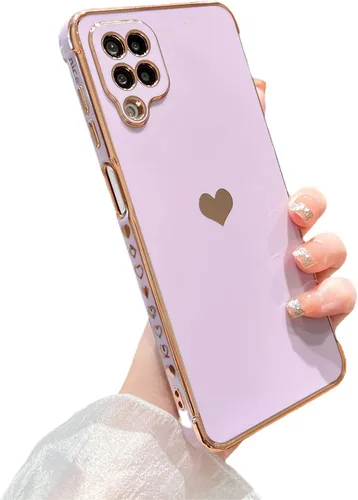 Miniatura 41 de phylla Funda de teléfono compatible con Samsung Galaxy A12 de 6.5 pulgadas, lindo corazón chapado en oro, elegante funda de lujo para mujer