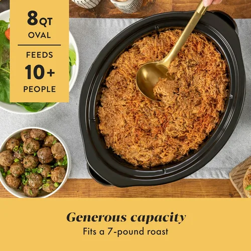 Miniatura 2 de Crock-Pot Olla de Cocción Lenta Programable Grande de 8 Cuartos con Ajuste de Calentamiento Automático, Acero Inoxidable Negro