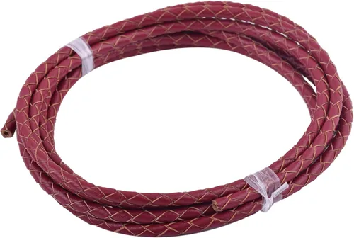 Miniatura 26 de KONMAY 2 yardas 8.0mm Cordón redondo de cuero trenzado auténtico marrón antiguo para corbata de bolo