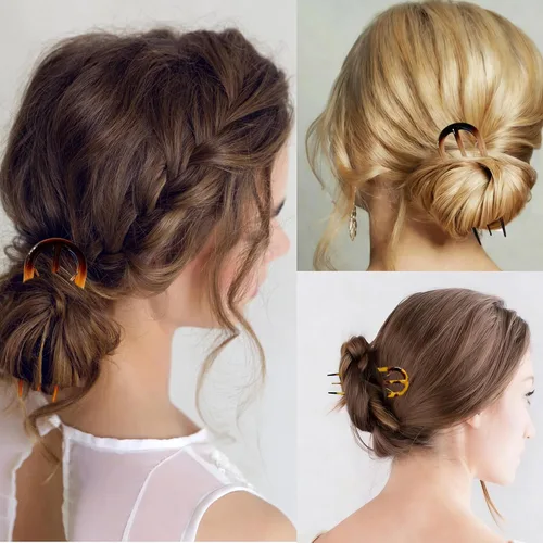 Miniatura 4 de 8 horquillas francesas para mujer, diseño de dientes interiores, grandes en forma de U, horquillas para el pelo para moños, rizos franceses