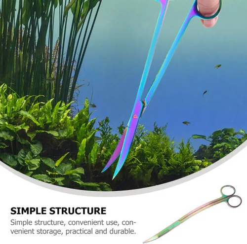 Miniatura 4 de POPETPOP Tijeras curvadas para acuario recortador de plantas subacuáticas Depósito de peces Herramienta de paisajismo de recorte de poda