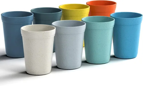 Miniatura 8 de Homestockplus 【Juego de 8】 Tazas de 20 onzas, vasos irrompibles aptos para microondas y lavavajillas, sin BPA, reutilizables y ecológicos