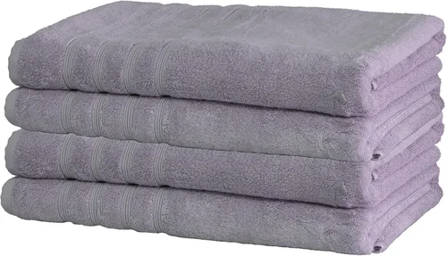 Miniatura 36 de Mosobam Juego de 4 toallas turcas de lujo de 35 x 70 pulgadas, color gris claro (gris), viscosa de bambú de 24.69 oz/m² y algodón peinado turco