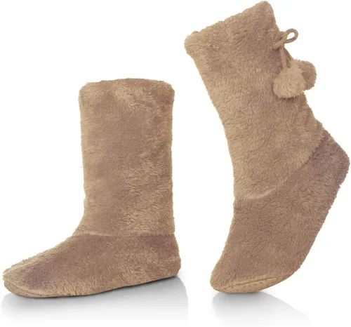 WOJWSKI Calcetines tipo pantuflas para mujer, acogedoras y cálidas, con forro antideslizante para interiores, botines de casa, calcetines peludos