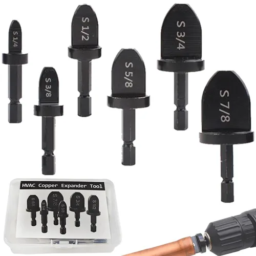 Juego de expansores de tubo de cobre para HVAC, 6 Uds., juego de brocas de estampación de tubos de cobre, kit de brocas, kit de exacerbación de