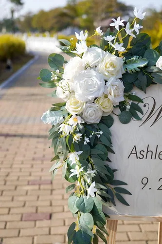Miniatura 9 de ponatia Flores de Arco de Boda (Paquete de 2), Flores de Boda Artificiales Blancas para Decoraciones de Señales de Bienvenida de Boda y Flores