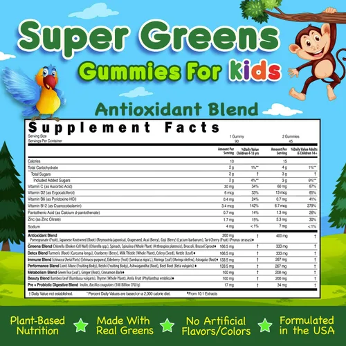 Miniatura 6 de Infusions - Gomitas súper verdes para niños, 90 unidades, superalimento, suaves y deliciosas, 8 potentes mezclas, aptas para veganos, sin gluten