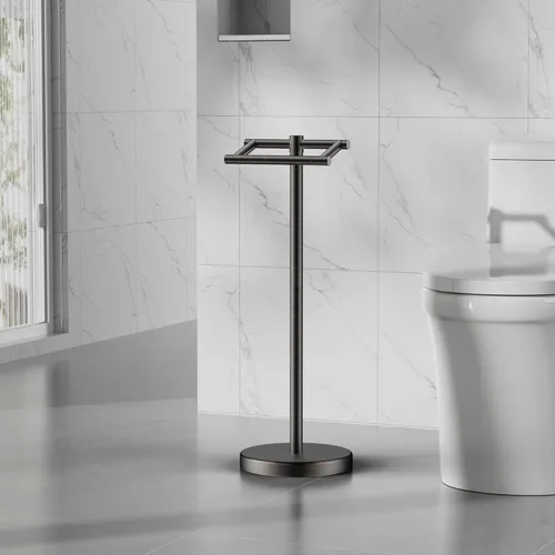 Miniatura 103 de FORIOUS Soporte de pared para papel higiénico, soporte de rollo de papel higiénico de doble poste giratorio de acero inoxidable para baño, Blanco