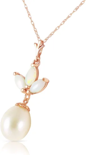 Miniatura 3 de Galaxy Gold GG Collar de oro rosa amarillo, blanco de 14k con perlas cultivadas en agua dulce y ópalos