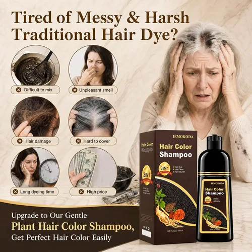 Miniatura 3 de Champú de tinte para el cabello 3 en 1, cobertura de canas durante 3 a 4 semanas, champú para colorear negro para todo tipo de cabello, fórmula