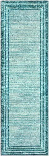 Miniatura 30 de Alfombra de pasillo moderna abstracta Lahome, alfombra lavable turquesa de 2 x 6 pulgadas para entrada, alfombra antideslizante de bajo pelo