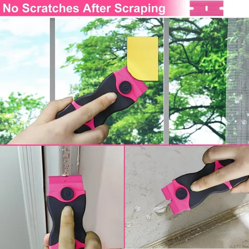 Miniatura 3 de THINKWORK Raspador de hoja de afeitar, raspador rosa de regalo para mujeres, juego de herramientas de raspador 2 en 1 con 20 cuchillas de afeitar