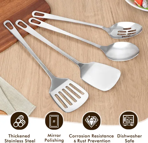 Miniatura 3 de Juego de 4 piezas de utensilios de cocina, utensilios de cocina de acero inoxidable, herramientas de cocina de metal resistentes al calor que
