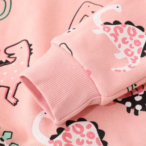 Miniatura 3 de Sudadera de algodón con cuello redondo y manga larga para niña pequeña