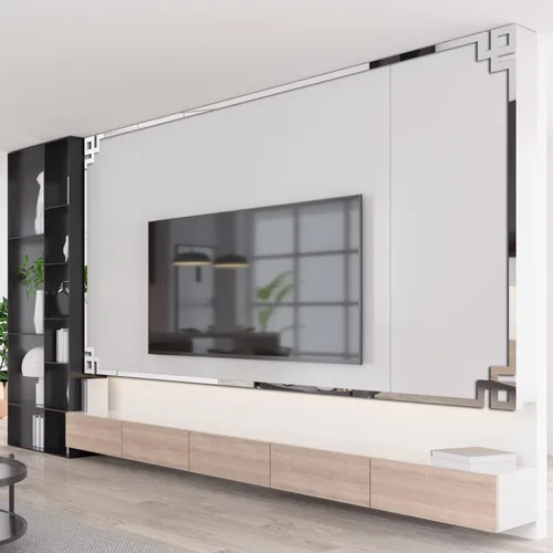 Miniatura 12 de 10 tiras de azulejos de espejo acrílico, autoadhesivas, calcomanías de pared para sala de estar, fondo de TV, techo, decoración del hogar, oro rosa
