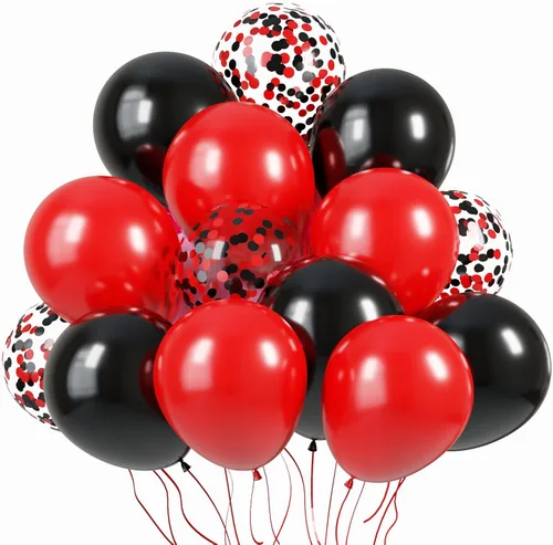 Miniatura 25 de KBZVNAF Globos de látex negro, azul y plateado, paquete de 60 globos de fiesta de 12 pulgadas, azul real, negro, azul metálico, plateado