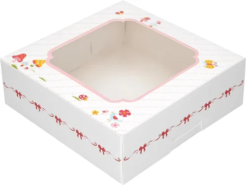 Miniatura 18 de Paquete de 20 cajas de panadería con ventana pequeñas de 6 x 6 x 2 pulgadas para galletas, dulces, pasteles, brownie, pastel de gasa, tarta, tarta
