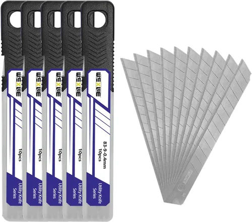 Miniatura 7 de Cuchillas de repuesto de cuchillo utilitario de 0.709 in, cuchillas de acero SK4 a presión de 60 grados para cuchillos de corte retráctiles, hobby