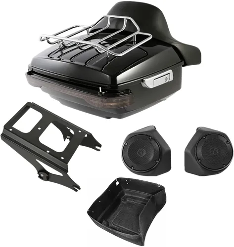 Miniatura 16 de TCMT Caja de maletero King para motocicleta con respaldo y montaje para dos personas, compatible con Harley 2009-2013 Touring Road Street Electra