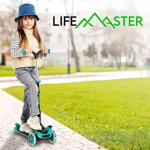 Miniatura 8 de Scooter de 3 ruedas para niños con asiento plegable, altura ajustable del manubrio, juguete de paseo inclinado para conducir para niños a partir