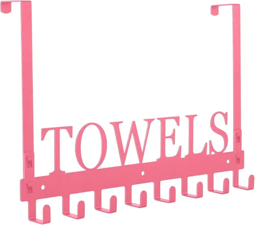 Miniatura 10 de Azmoncy Ganchos sobre la puerta, toallero para baño, soporte para toallas para colgar de alta resistencia, colgador de toallas de montaje en pared