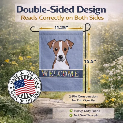 Miniatura 3 de Caroline's Treasures BB1446GF - Bandera de bienvenida para jardín de Jack Russell Terrier, bandera de buzón azul, bandera decorativa para patio