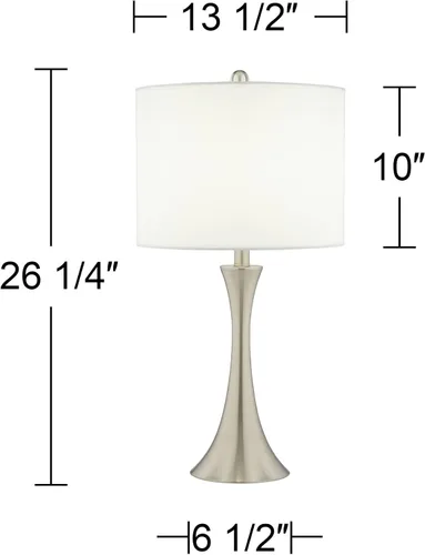 Miniatura 4 de Giclee Glow Trish - Juego de 2 lámparas de mesa táctiles pequeñas y modernas de 24 pulgadas de alto, acabado de níquel cepillado plateado, pantalla