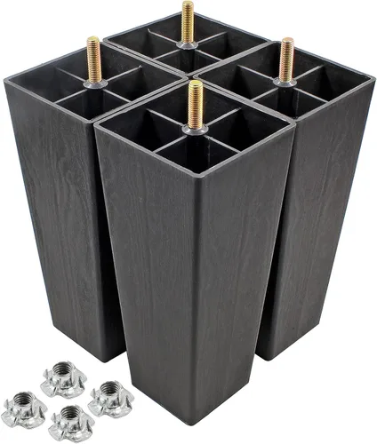 Miniatura 12 de 4 patas de sofá de 2.5 pulgadas, patas cónicas para muebles, patas de sofá de plástico con pernos de suspensión M8 para sofá, tocador, armario