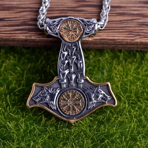 Miniatura 5 de Collar de martillo de Thor vikingo nórdico Mjolnir para hombre, joyería de talismán