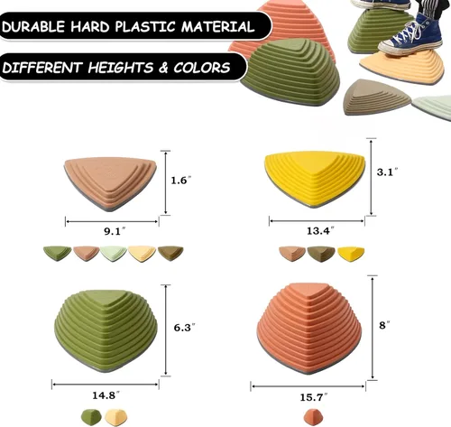 Miniatura 2 de makarci Stepping Stones para niños, 12 piezas de carreras de obstáculos para jugar en interiores y exteriores, borde de goma completo de plástico 12