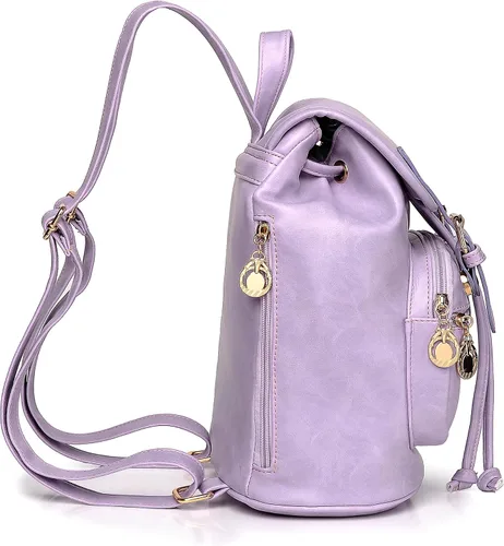 Miniatura 4 de Dora & Liz Mini mochila para mujer, de cuero, a la moda, retro, pequeña, ligera, de viaje, bolsas de hombro