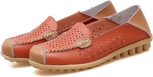 Miniatura 5 de Zapatos deportivos de moda para mujer, mocasines casuales de cuero con estampado floral, puntera redonda, huecos, tacón bajo, mocasines ligeros