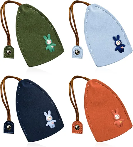 Miniatura 10 de Lindo 4PCS Estuche de llave de coche de cuero PU, Funda de llave extraíble