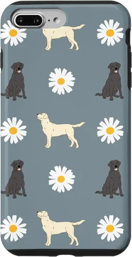 Miniatura 12 de Labrador Retriever y Daisy Flower Pattern - Carcasa para iPhone 17, color azul polvoriento