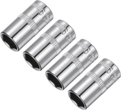 Miniatura 12 de uxcell 4 Pcs 1/4-Inch Drive 0.197 in 6-Point Zócalo poco profundo, métrico, acero con cromado