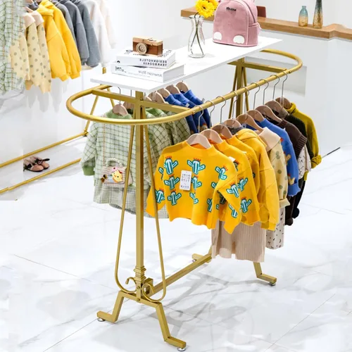 Miniatura 4 de Perchero redondo para ropa de pie comercial, estante para colgar ropa de hierro ovalado, para colgar ropa de dormitorio, exhibición de boutiques
