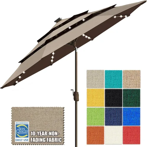 Miniatura 16 de EliteShade - Sombrilla solar de 9 pies / 2.74 metros, con 80 luces LED para patio, mesa al aire libre, con ventilación y cubierta que no se decolora