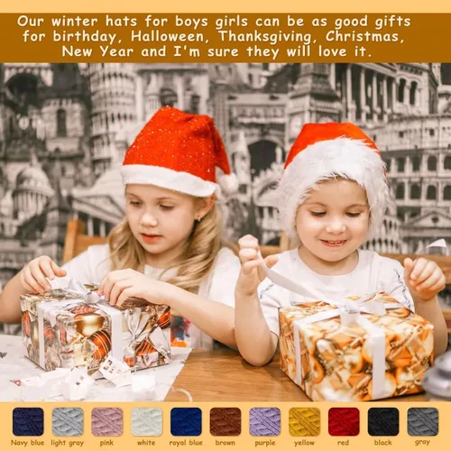 Miniatura 8 de Baby Winter Hat Scarf Set 2 Pack Toddler Beanie Hats Girl Boy with Neck Warmer Beanie for Kids Knit Warm for Cold Weather