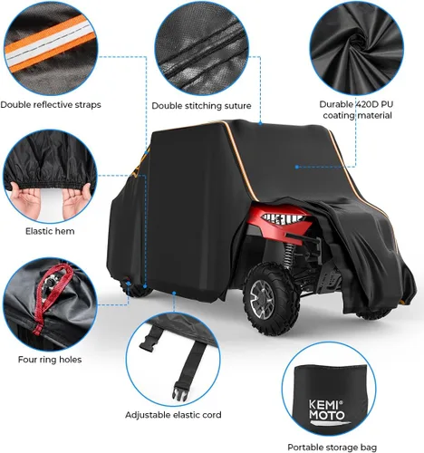 Miniatura 8 de KEMIMOTO Cubierta impermeable 420D UTV de 4 a 6 plazas compatible con Polaris Ranger Crew XP 1000 General RZR XP 4 Talon Pioneer Teryx 4 Uforce U10