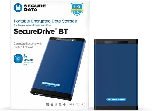 Miniatura 2 de SecureData SecureDrive BT 1TB Hardware Encriptado USB 3.0 Ext Drive FIPS 140-2 Nivel 3 Desbloqueo a través de la aplicación de teléfono compatible