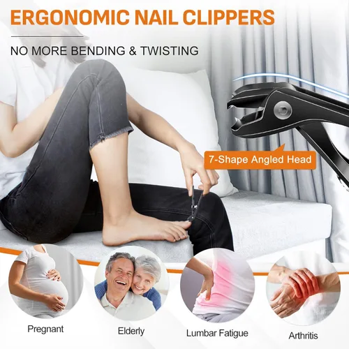 Miniatura 2 de DRMODE Cortaúñas para hombres, uñas gruesas, cortaúñas en ángulo para uñas gruesas para personas mayores, cortaúñas con apertura de mandíbula ancha