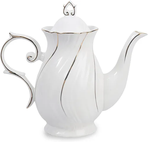 Miniatura 5 de Tetera de cerámica Agyiuns, tetera de porcelana con tapa, 38.8 Oz para té, leche, café, té de flores (Azul)