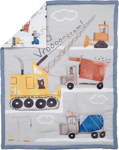 Miniatura 3 de Bedtime Originals Construction Zone - Juego de ropa de cama de 3 piezas para cuna de bebé