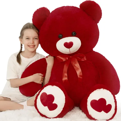 Miniatura 9 de MaoGoLan Oso de peluche gigante de 52" Oso de peluche - Te amo Corazón rojo Oso de peluche grande para regalo de San Valentín, aniversario, larga