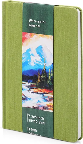 Miniatura 20 de Dispowreath Cuaderno de bocetos de acuarela de 5.5 x 5.5 pulgadas, cuaderno cuadrado de acuarela, prensa en frío, papel de algodón de 140 libras
