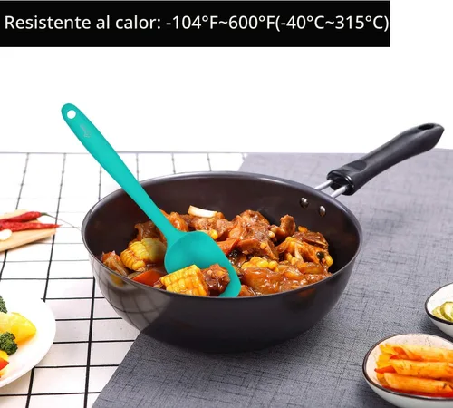 Miniatura 4 de HOTEC Juego de espátulas de goma de silicona de grado alimenticio resistentes al calor 600℉ para hornear, cocinar y mezclar, antiadherentes, aptas