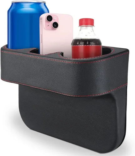 Miniatura 9 de Soporte para tazas de coche, organizador de asiento delantero automático, portavasos multifuncional con cubierta de piel sintética, caja