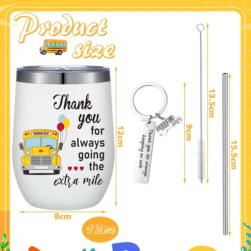 Miniatura 2 de Rtteri 2 piezas de regalos de agradecimiento al conductor de autobús escolar, regalo para mujeres y hombres, vaso de 12 onzas con tapa y pajita