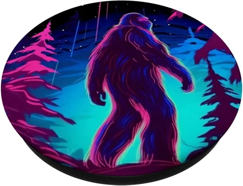 Miniatura 2 de Bassquatch Bigfoot Púrpura Azul Stargazing Sasquatch Yeti PopSockets PopGrip intercambiables