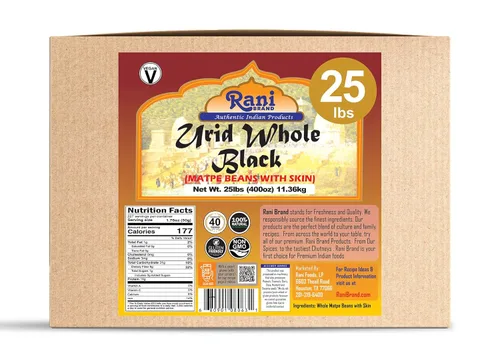 Miniatura 7 de Rani Urid/Urad Entero Negro (frijoles mate con piel) Lentejas indias 400oz (25 libras) Caja a granel de 25.0 lbs ~ Todo natural Apto para gluten